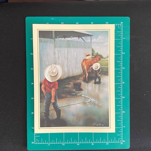 Leanin Tree Greeting Card/Magnet WASHRACK ADJUSTMENTS Children Cow Chores VTG - Picture 7 of 13